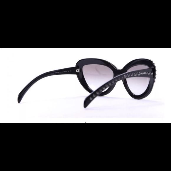 NEW VINTAGE PRADA SPR 31Q BLACK ACETATE SUNGLASSES MADE IN ITALY 57/19/140 - Picture 4 of 7